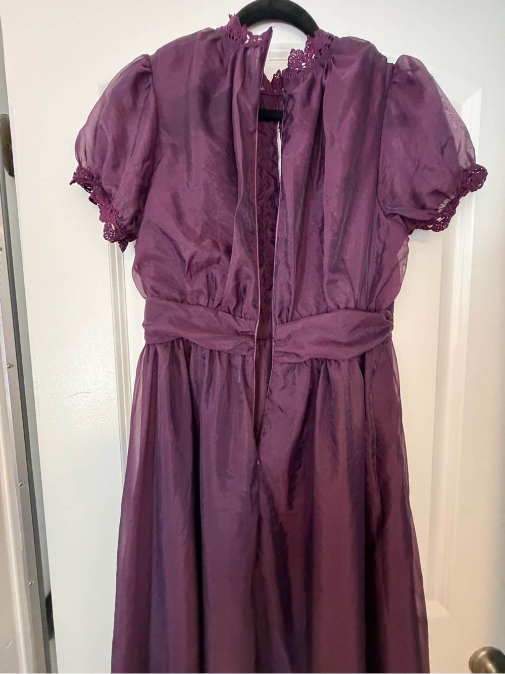 Deep Plum Dress with Lace Trim - Picture 8 of 8
